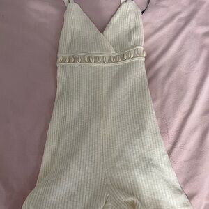 Forever 21 Cream Sleeveless Romper with Shell Detail